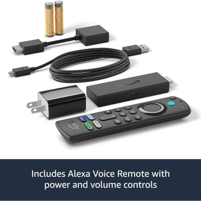 ADAPTADOR AMAZON FIRE TV STICK 4K CON ALEXA VOICE REMOTE CONTROLER DOLVY VISION NEGRO
