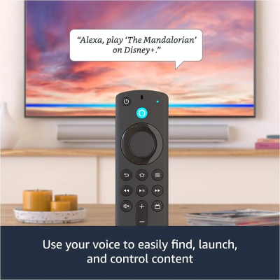 ADAPTADOR AMAZON FIRE TV STICK 4K CON ALEXA VOICE REMOTE CONTROLER DOLVY VISION NEGRO